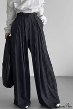 High Waist Striped Wide Leg Tailored Pants image 2