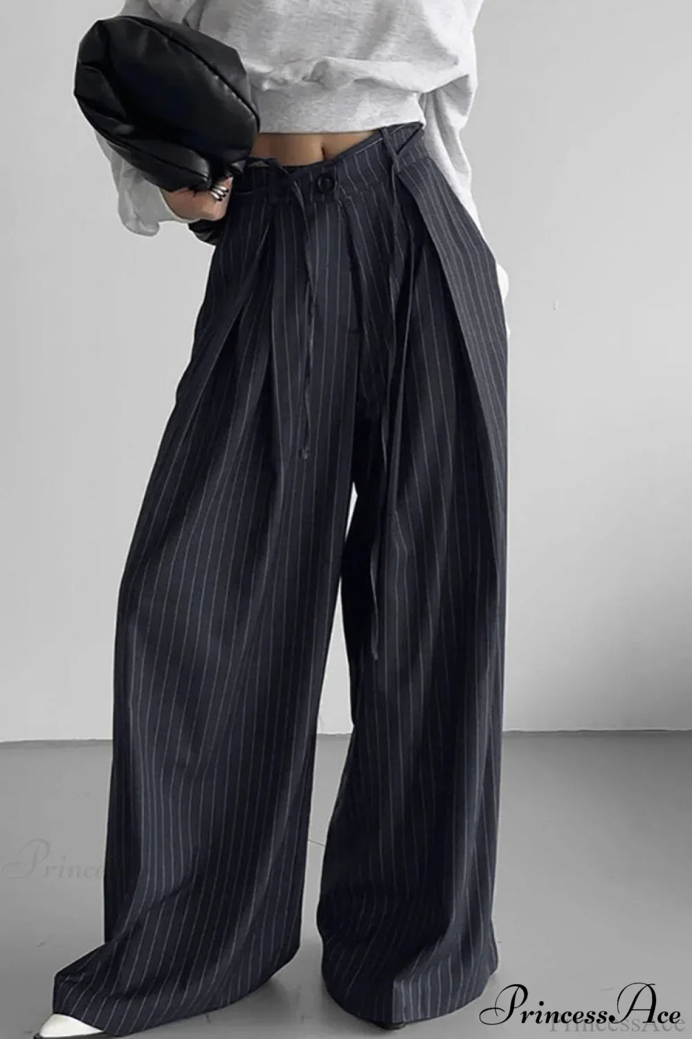 High Waist Striped Wide Leg Tailored Pants image 1
