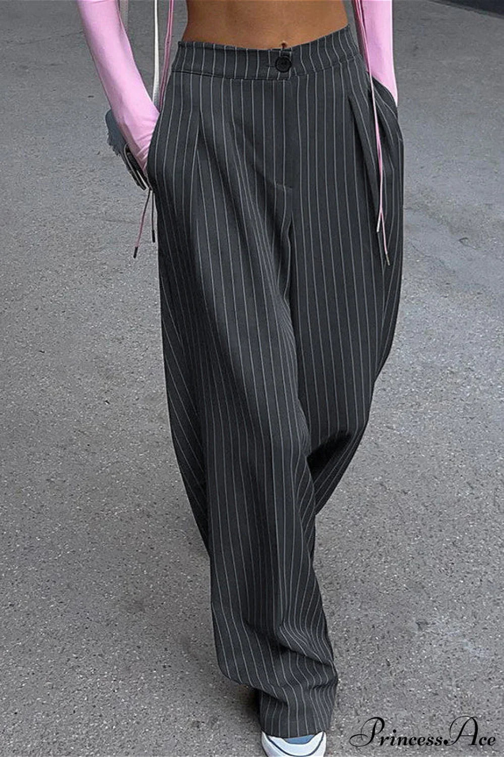 High Waist Wide Leg Stripe Tailored Pants image 2