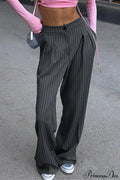 High Waist Wide Leg Stripe Tailored Pants image 1
