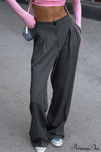 High Waist Wide Leg Stripe Tailored Pants image 1