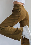 High Waist Wide Trendy Leg PU Pants image 1