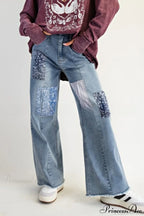 High Waisted Appliqué Straight Leg Jeans image 1