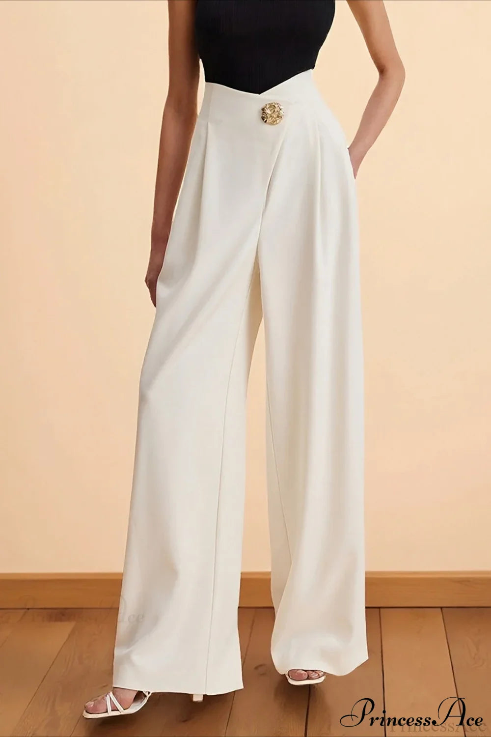 High-Waisted Wide-Leg Asymmetric Pants image 3