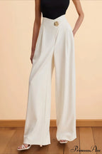 High-Waisted Wide-Leg Asymmetric Pants image 3