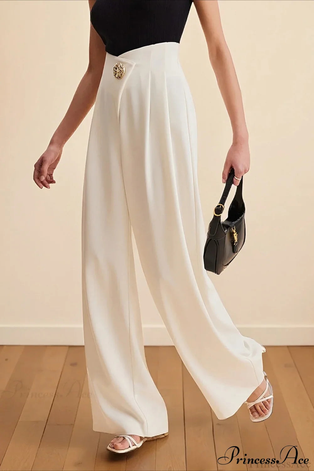 High-Waisted Wide-Leg Asymmetric Pants image 4