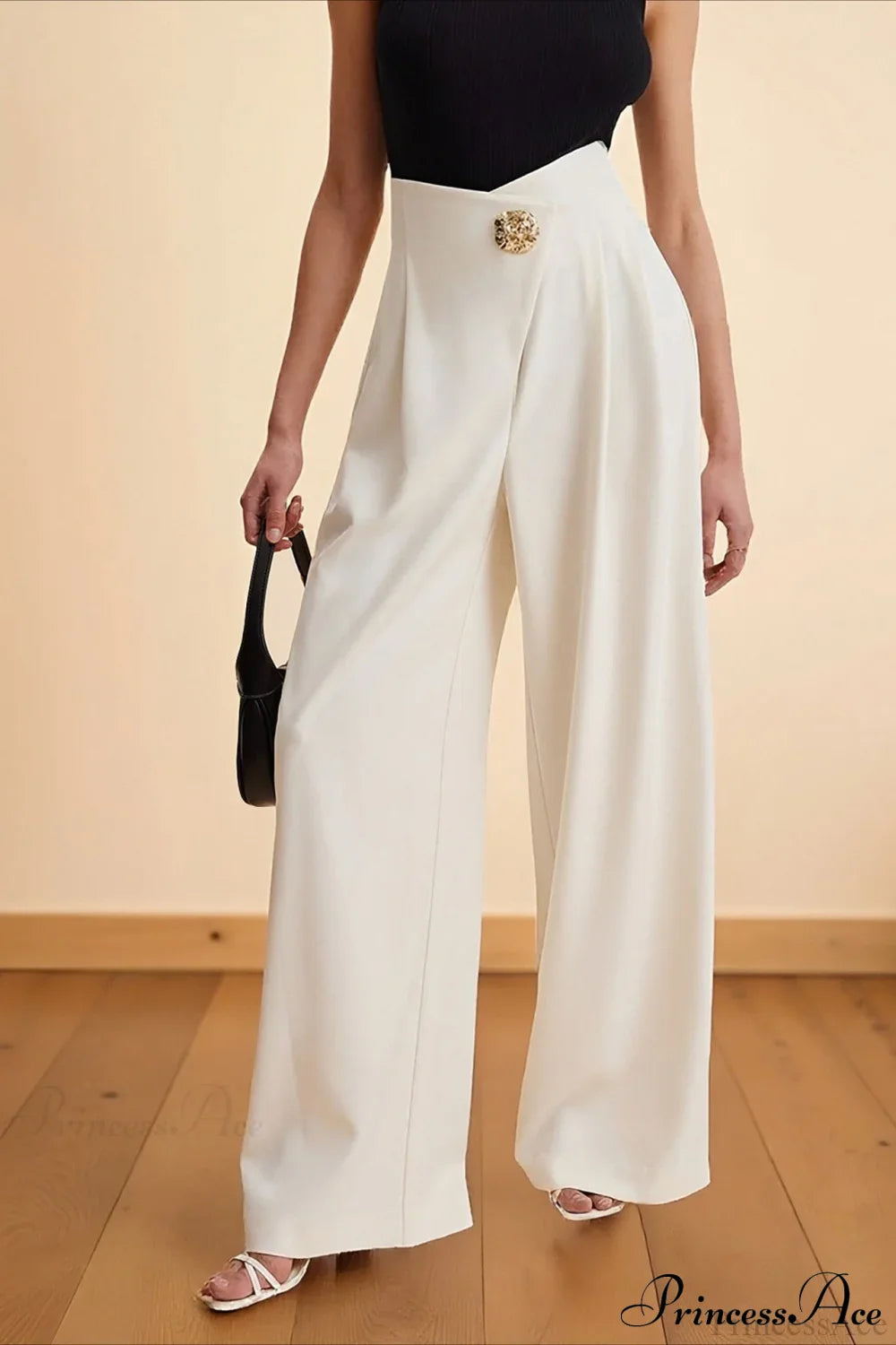 High-Waisted Wide-Leg Asymmetric Pants image 1