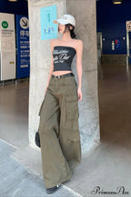 High-Waisted Wide-Leg Fitted Cargo Pants image 3