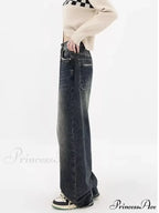High Waisted Wide Leg Slim Ruffled Street Mop Jean image 4