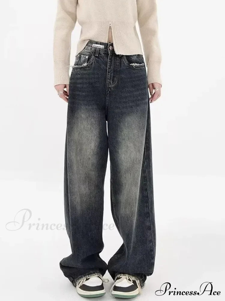 High Waisted Wide Leg Slim Ruffled Street Mop Jean image 2