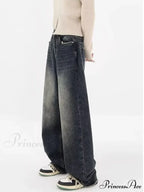 High Waisted Wide Leg Slim Ruffled Street Mop Jean image 3