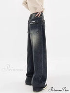 High Waisted Wide Leg Slim Ruffled Street Mop Jean image 5
