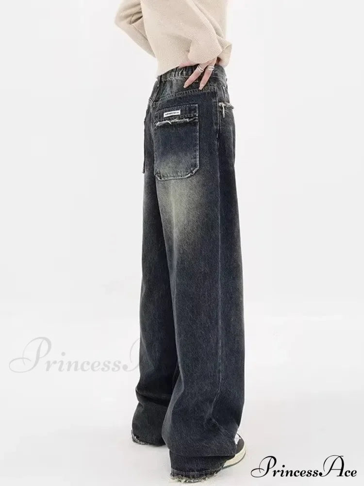 High Waisted Wide Leg Slim Ruffled Street Mop Jean image 5