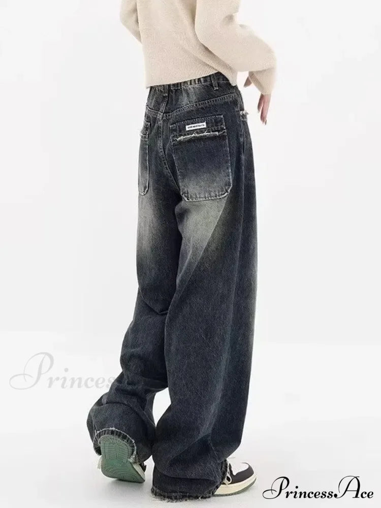 High Waisted Wide Leg Slim Ruffled Street Mop Jean image 6