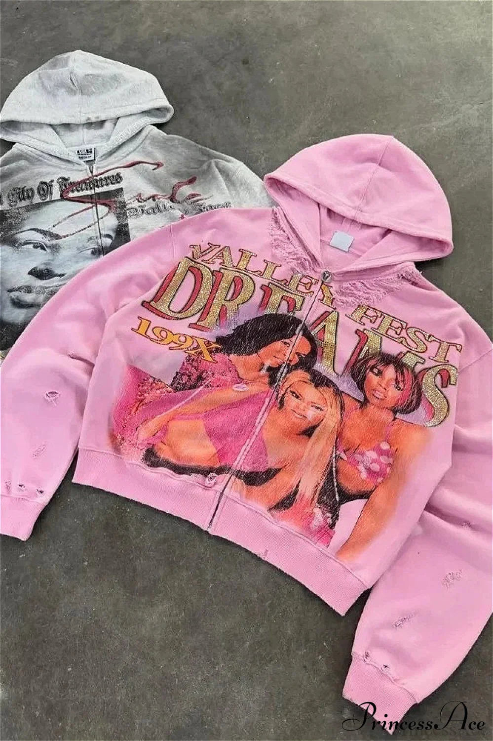 Rhinestone Print Vintage Street Edgy Hoodie image 4