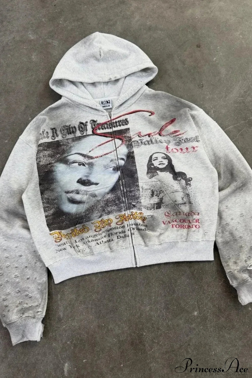 Rhinestone Print Vintage Street Edgy Hoodie image 1