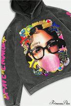 Hip-Hop Rock Character Letter Print Loose Hoodie image 3