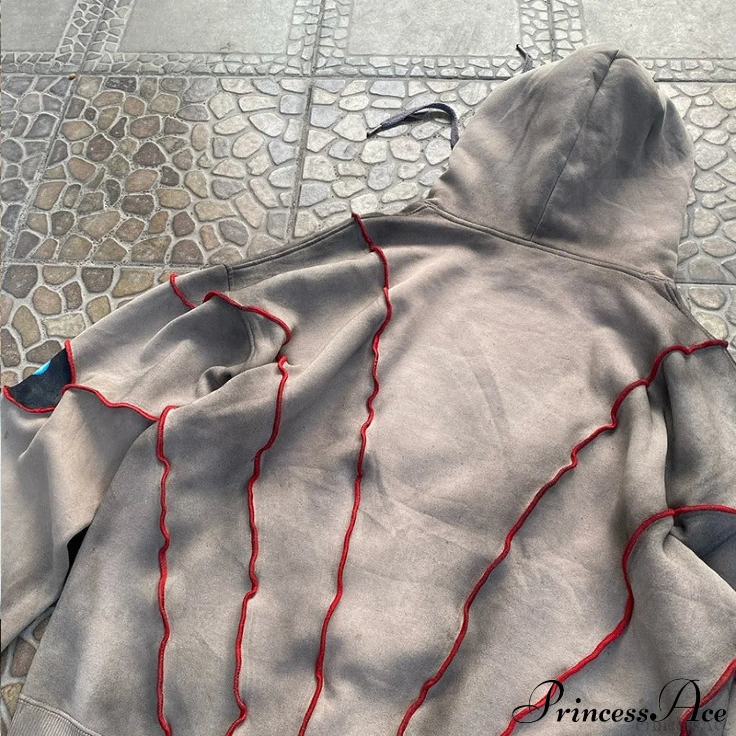 Hip-Hop Topstitch Eye Applique Hoodie image 6
