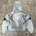Hip-Hop Topstitch Eye Applique Hoodie image 2