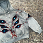 Hip-Hop Topstitch Eye Applique Hoodie image 3