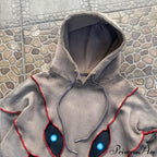 Hip-Hop Topstitch Eye Applique Hoodie image 7