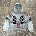 Hip-Hop Topstitch Eye Applique Hoodie image 1