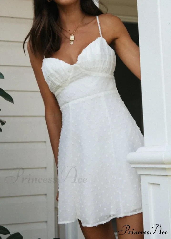 White Cotton Polka Dot Mini Dress image 5