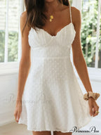 White Cotton Polka Dot Mini Dress image 6