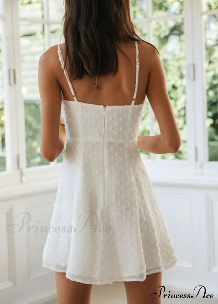 White Cotton Polka Dot Mini Dress image 8
