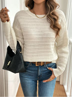 Hollow Bow Striped Long Sleeve Sweater image 4