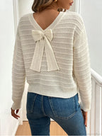 Hollow Bow Striped Long Sleeve Sweater image 5
