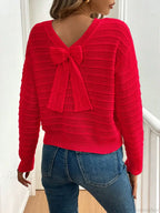 Hollow Bow Striped Long Sleeve Sweater image 8