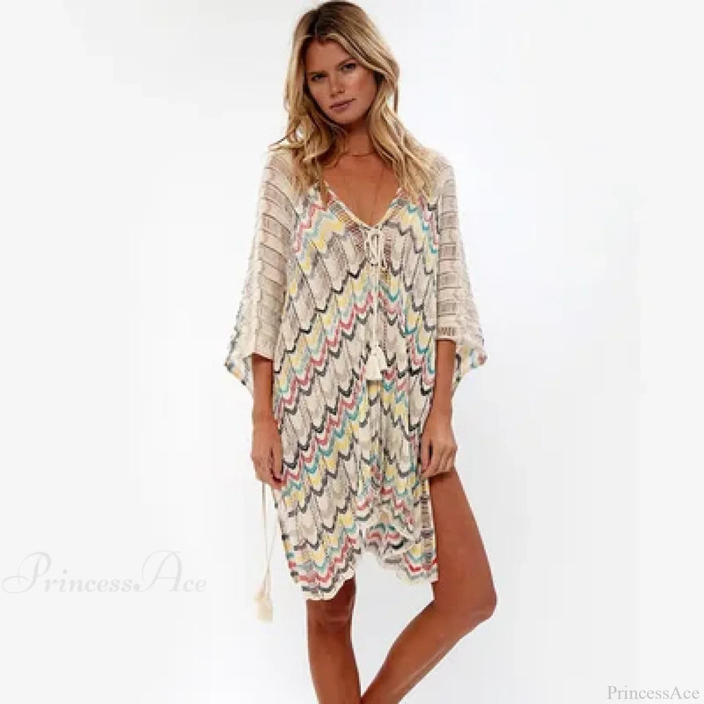 Hollow Deep V-neck Lace Up Tunic Mini Dress image 8