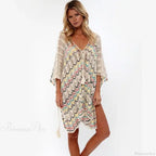 Hollow Deep V-neck Lace Up Tunic Mini Dress image 8