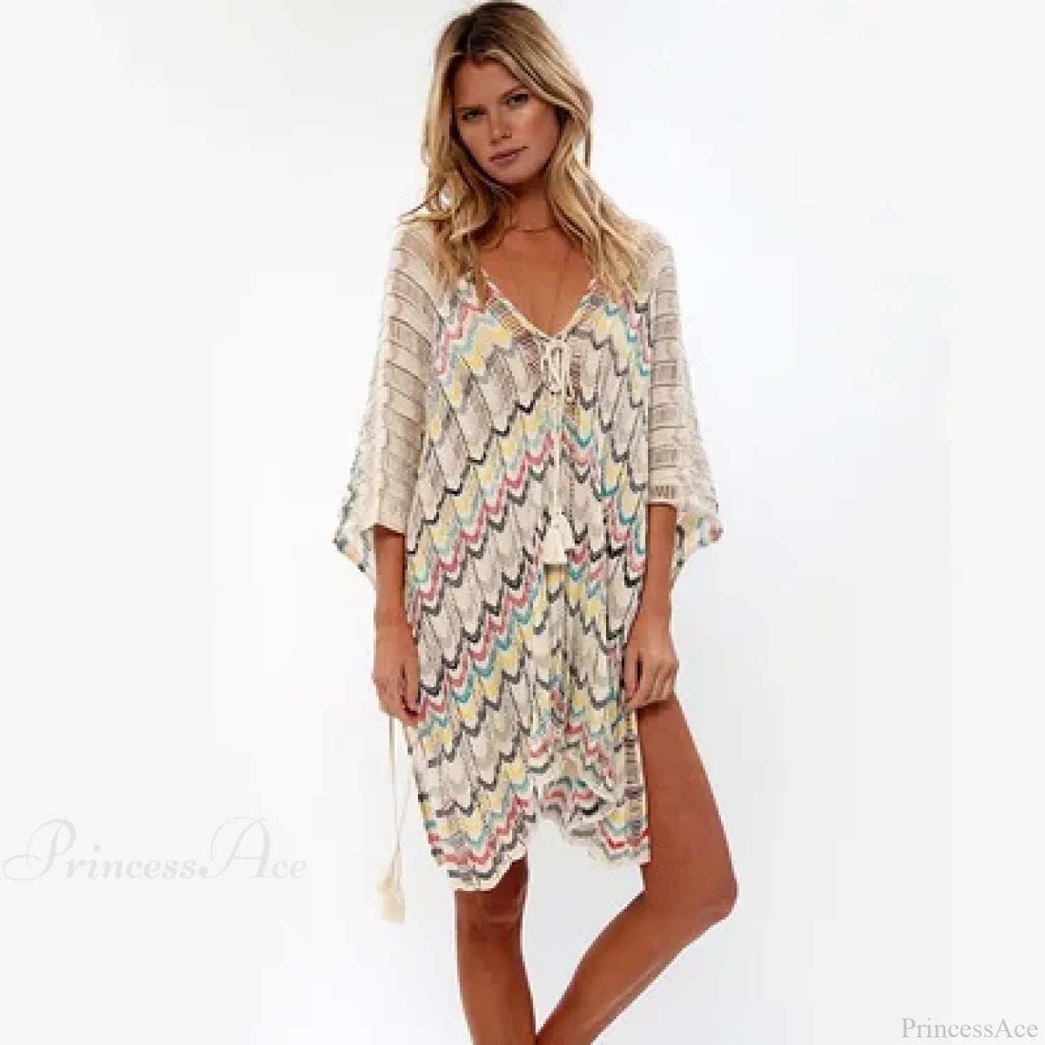 Hollow Deep V-neck Lace Up Tunic Mini Dress image 8