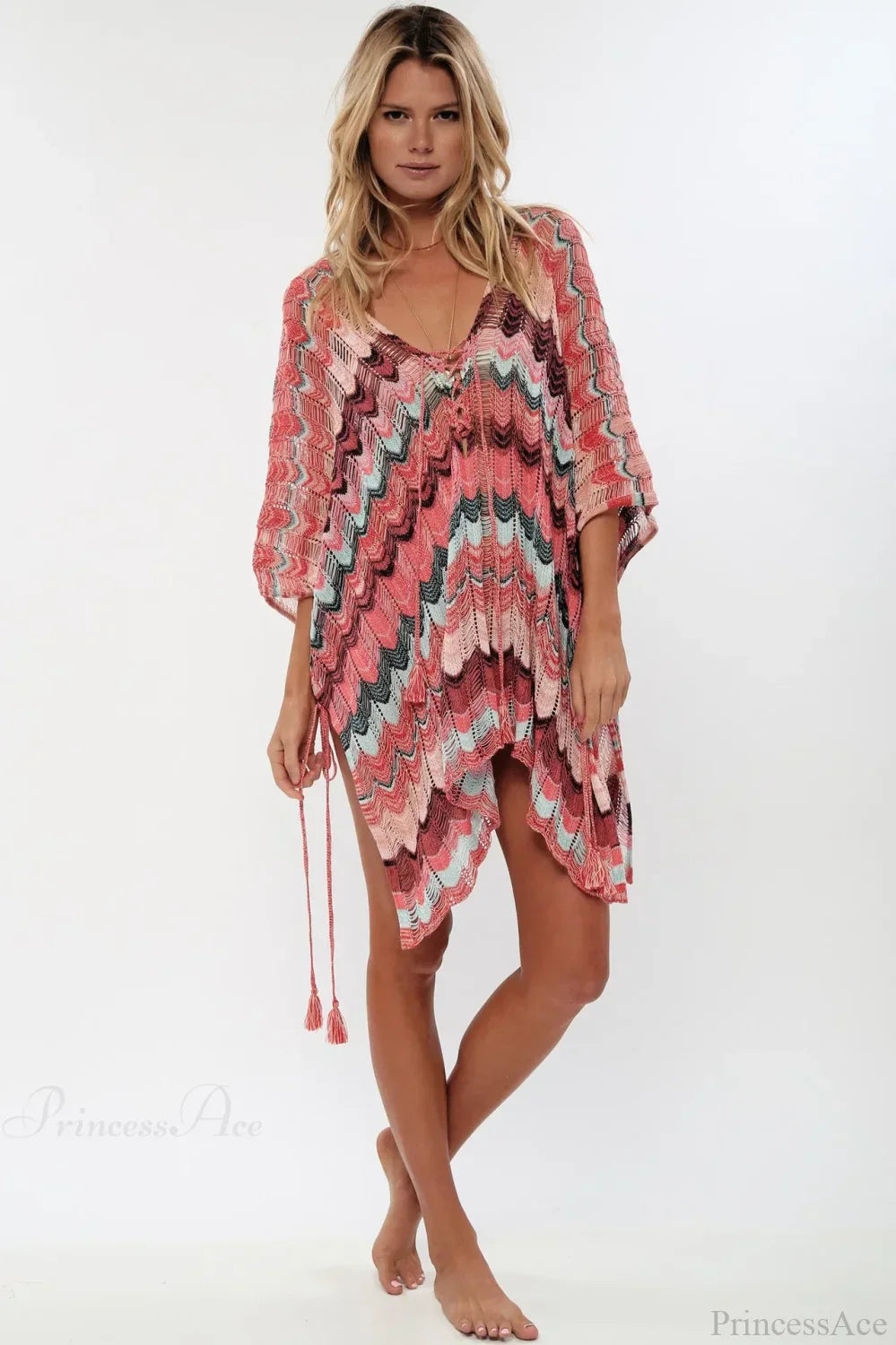 Hollow Deep V-neck Lace Up Tunic Mini Dress image 9