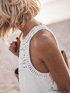 Hollow Lace Patchwork Charming Halterneck A-Line Mini Dress image 3