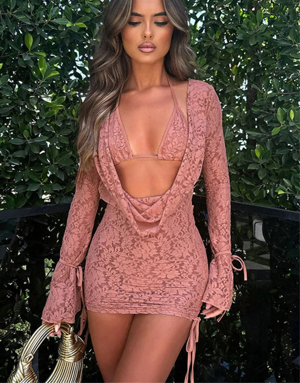 Hollow Long Sleeve Mini Dress image 1
