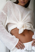 Hollow Out Bell Sleeve Knit Sweater image 4