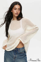 Hollow Out Bell Sleeve Knit Sweater image 8