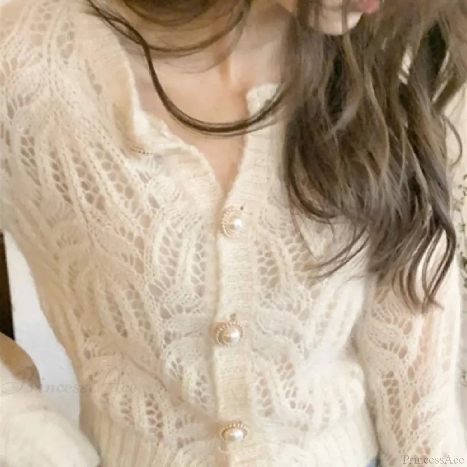 Hollow Out Elegant Vintage Long Sleeve Cardigan image 3