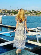 Hollow Out Floral Embroidery Flying Sleeve Dress image 4