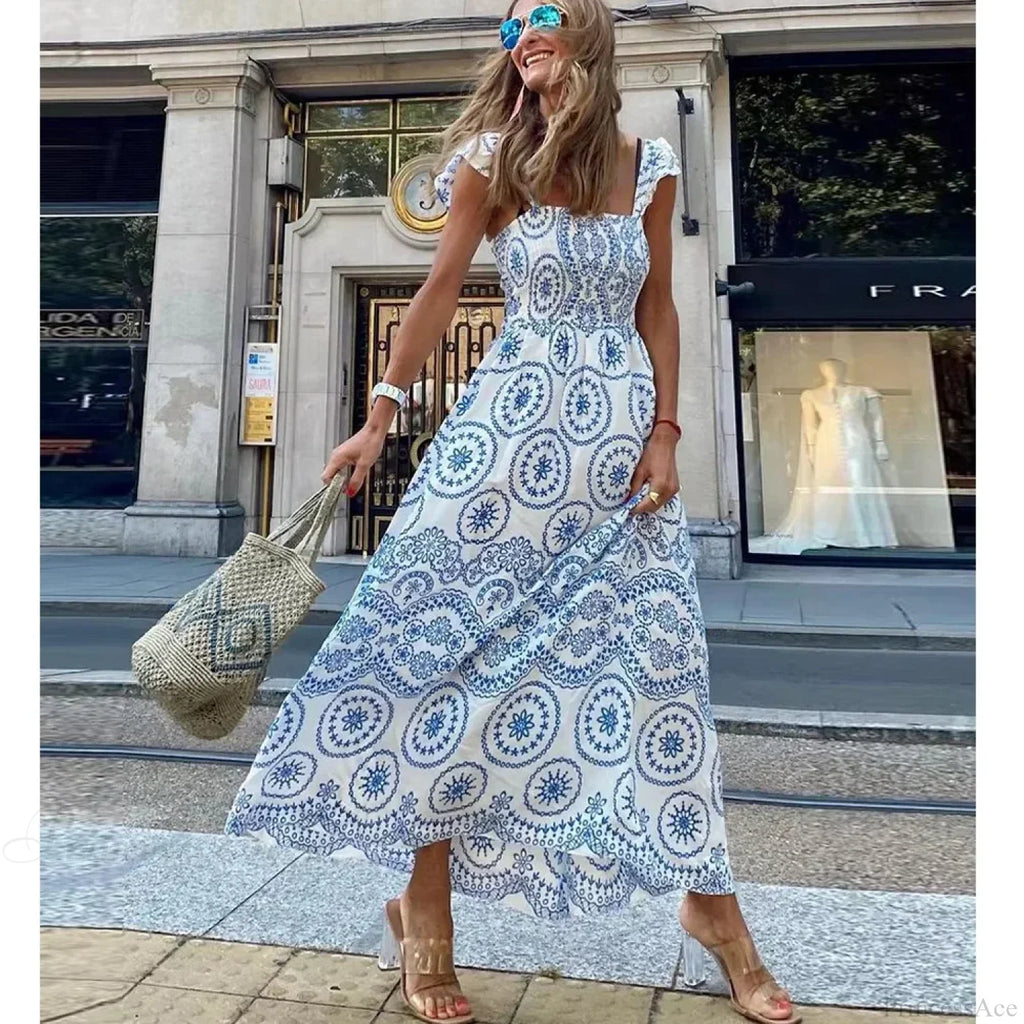 Hollow Out Floral Embroidery Flying Sleeve Dress image 1