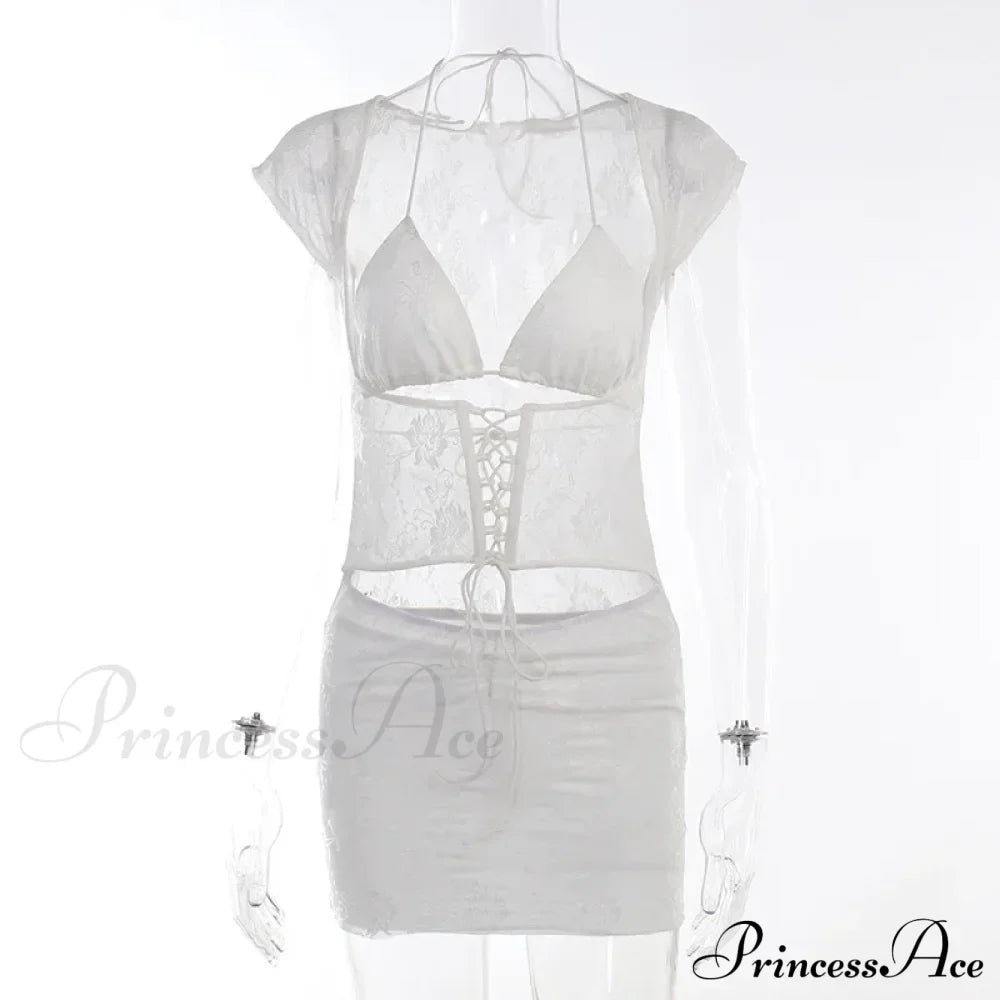 Hollow Out Jacquard Lace Co-ords Set Mini Dress image 5