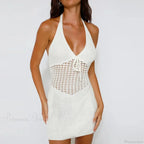 Hollow Out Knitted Slim Vacation Dress image 3