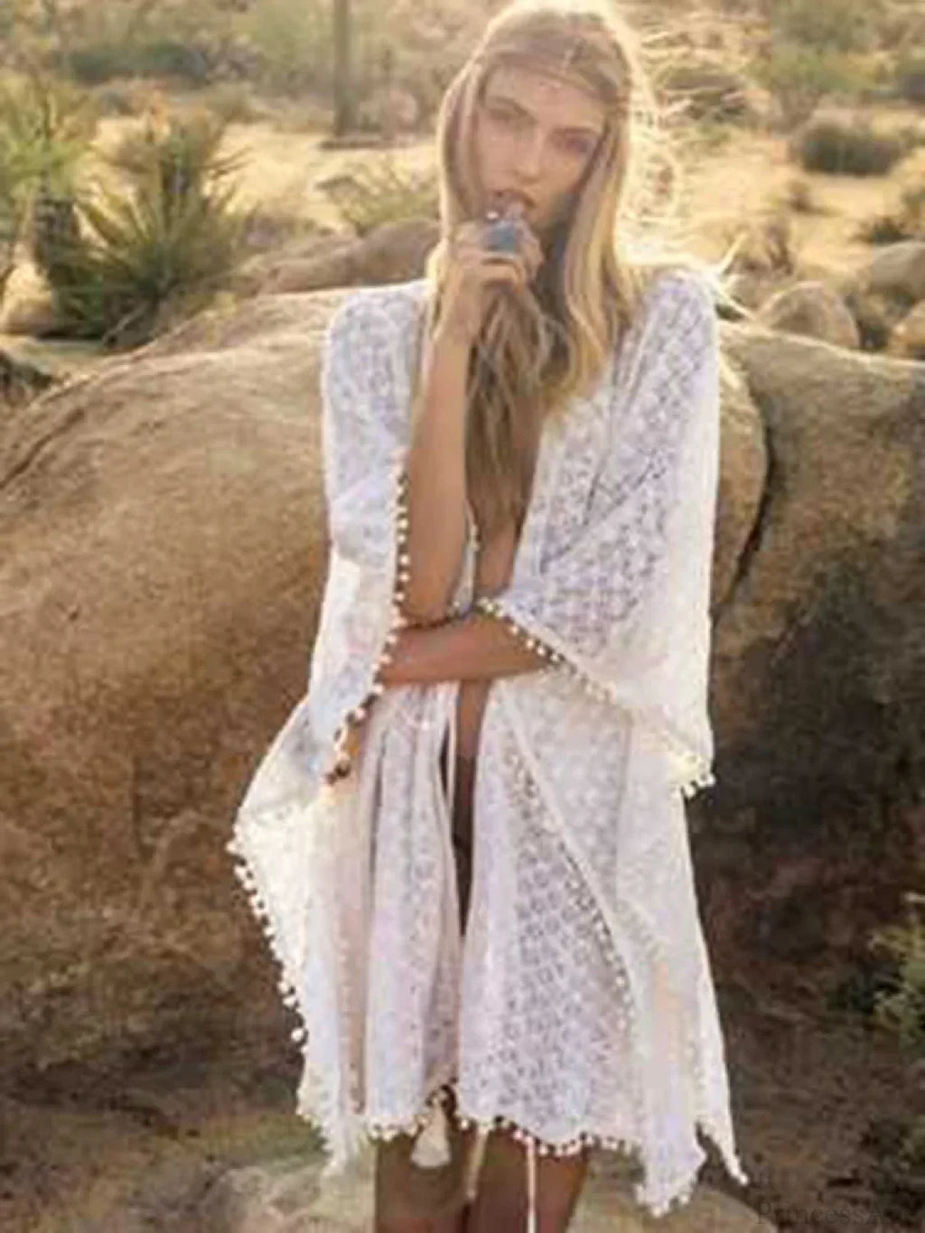 Hollow Out Lace Up Bikini Cover Up image 2