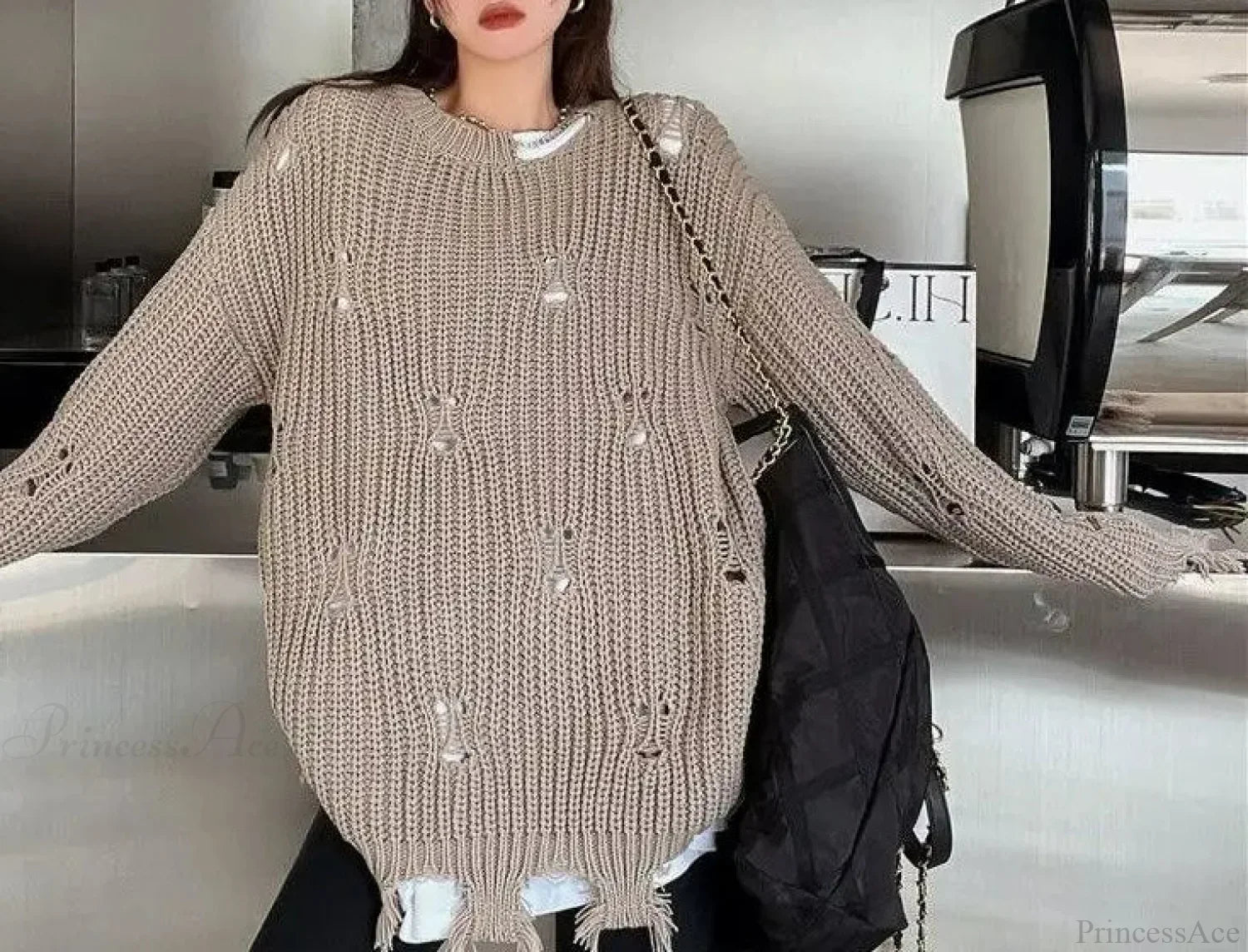 Hollow Out Lazy Style Pullover Sweater image 2