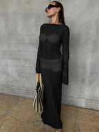 Hollow Out Long Sleeve Bikini Cover Up image 4