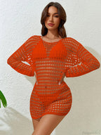 Hollow Out Long Sleeve Bikini Cover Up image 3