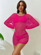 Hollow Out Long Sleeve Bikini Cover Up image 2